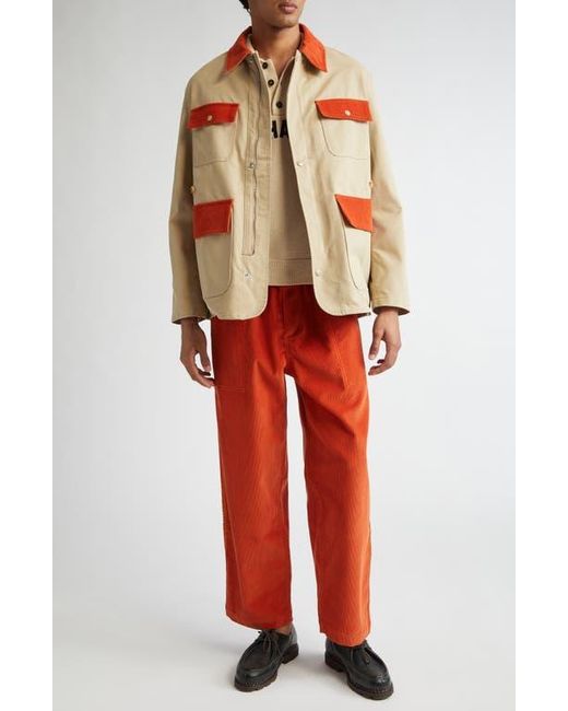 Bode Red Stripe Trim Corduroy Track Pants for men