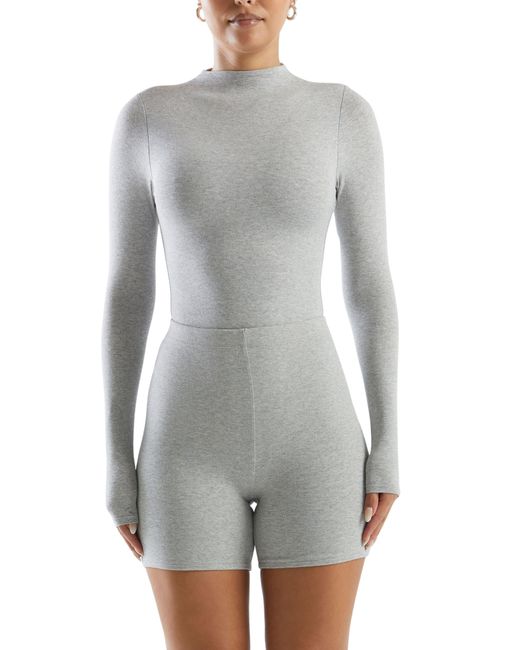 Naked Wardrobe The Nw Thong Bodysuit in Gray