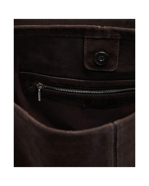 Mango Black Large Suede Bucket Bag