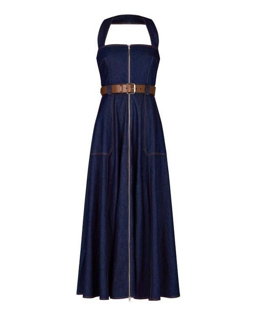 n nicholas denim dress N/Nicholas Womens Cotton Sleeveless Zip Up Frayed Denim Mini Dress Blue  Size 2
