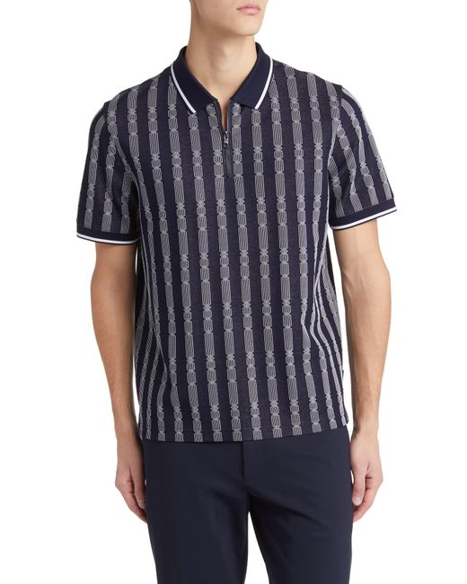 Ted Baker Blue Icken Regular Fit Cable Stripe Jacquard Zip Polo for men