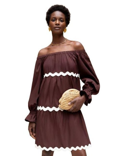 Ro&zo Red Bardot Contrast Trim Dress