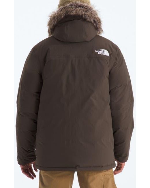 The North Face Brown Mcmurdo Waterproof 600 Fill Power Hooded Down Parka With Faux Fur Trim for men