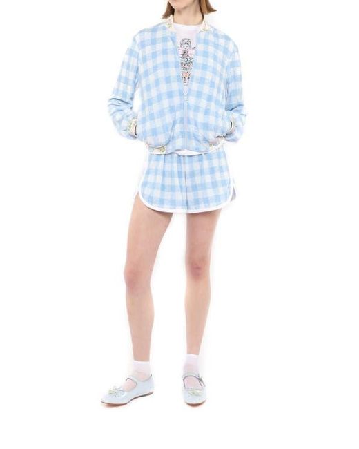 Anna Sui Blue Gingham Terry Jacket
