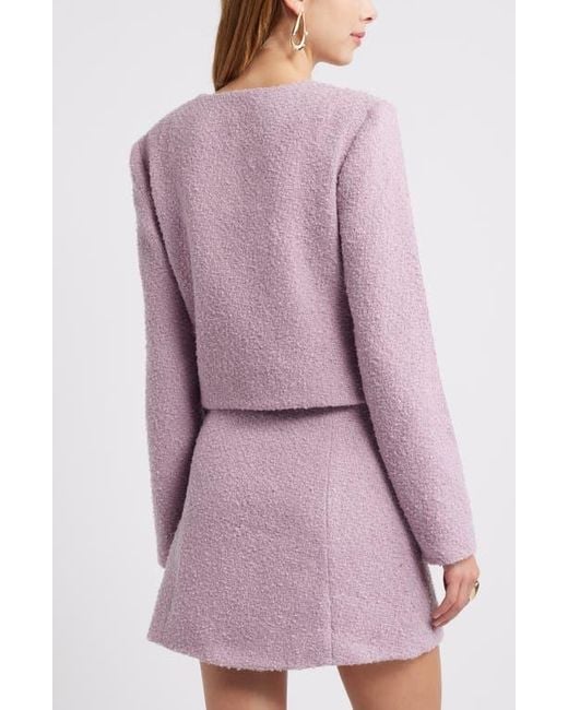 Open Edit Purple Tweed Crop Jacket