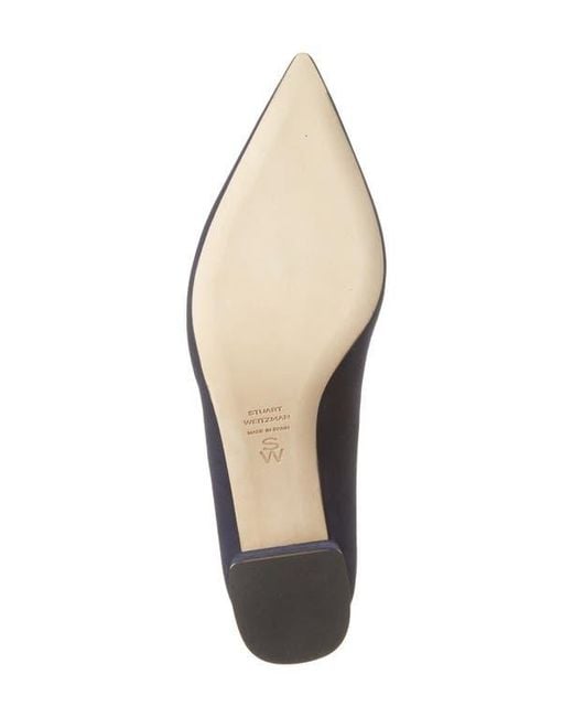 Stuart Weitzman Blue Stuart Power 50 Block Heel Pump
