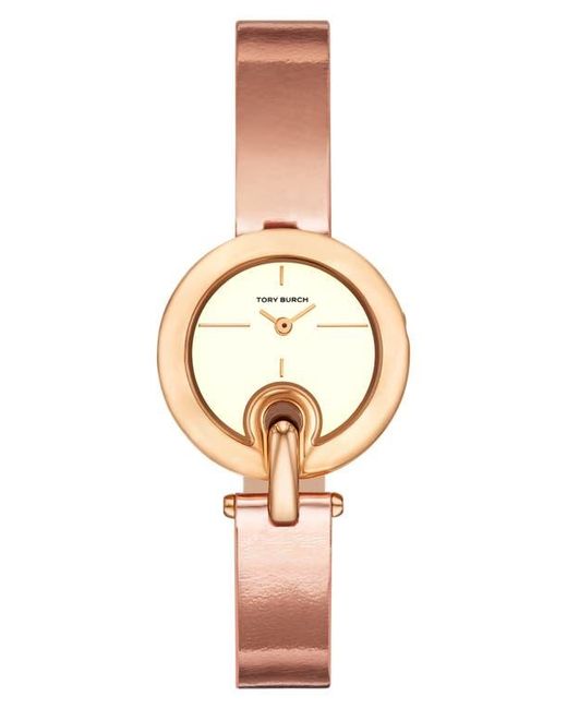 Tory Burch Pink The Small Pierced Leather Strap Watch, 30Mm