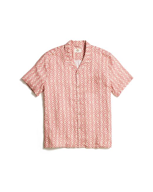 Marine Layer Pink Geometric Print Camp Shirt for men