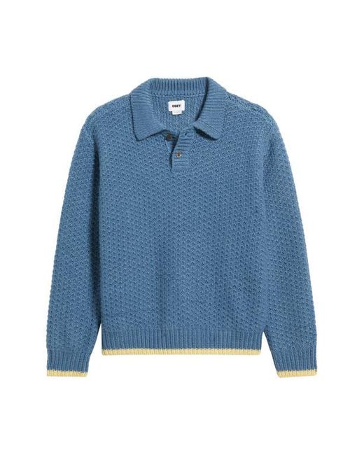 Obey Blue Loreto Textured Polo Sweater for men