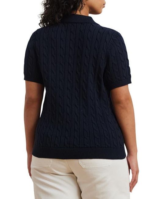 Ralph Lauren Blue Embroidered Cable Cotton Polo Sweater