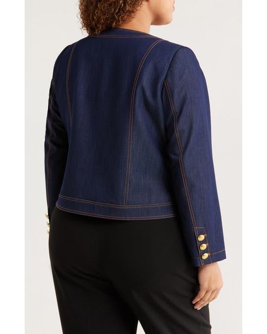Tahari Blue Crop Jacket