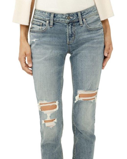 Silver Jeans Co. Blue Ripped Girlfriend Jeans