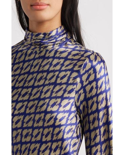 Santi Purple Neena Ikat Print Long Sleeve Asymmetric Cocktail Dress With Dupatta