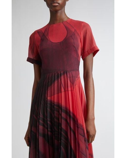 Jason Wu Red Dancing Pleat Pleated Shift Dress
