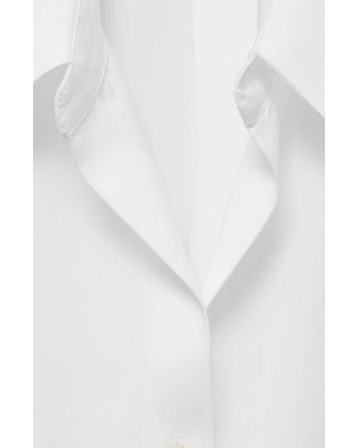 Mango White Cap Sleeve Button-Up Shirt
