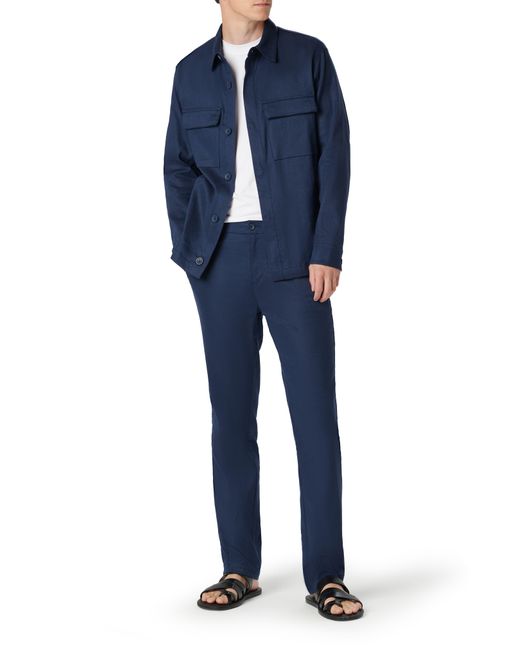 Bugatchi Blue Linen & Cotton Button-up Shirt Jacket for men