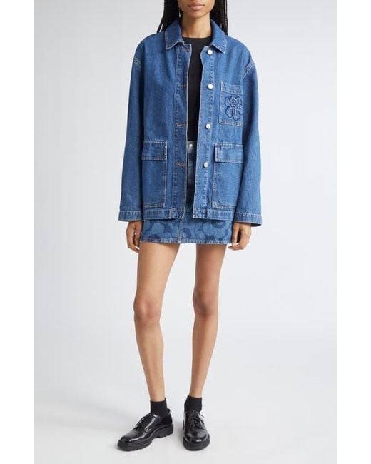 Marimekko Maridenim Ruudut Unikko Denim Miniskirt in Blue | Lyst