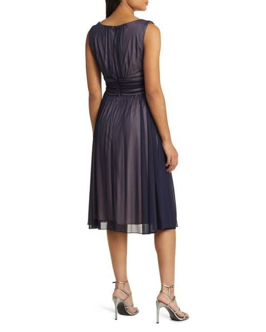 sachin and babi light blue dress Connected Apparel Women's Blue Chiffon Overlay Fit & Flare Dress