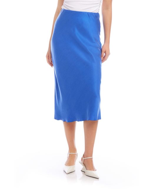 Fifteen Twenty Blue Mia Bias Cut Satin Midi Skirt