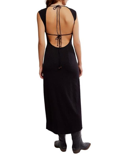 Free People Black Eventide Sleeveless Eyelet Midi Dress