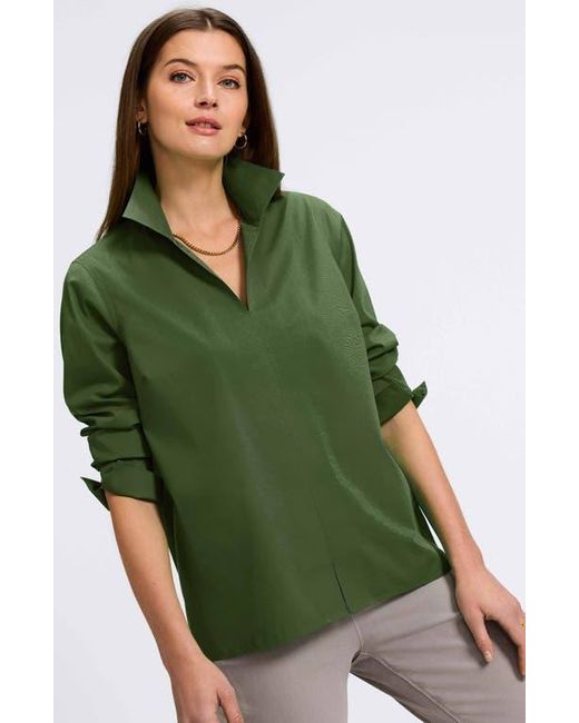 Foxcroft Green Agnes Split Cuff Popover Blouse