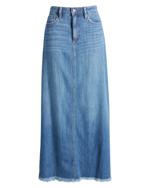 Hidden Jeans Blue Frayed Hem Denim Maxi Skirt