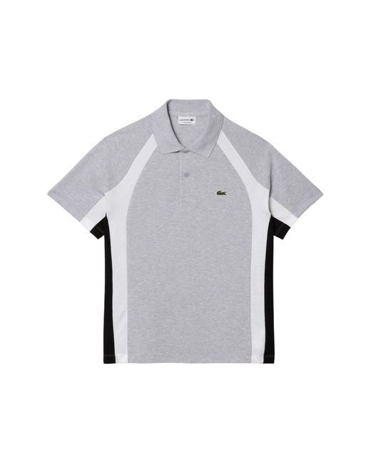 Lacoste Relaxed Fit Stripe Cotton Piqué Polo in Gray for Men | Lyst