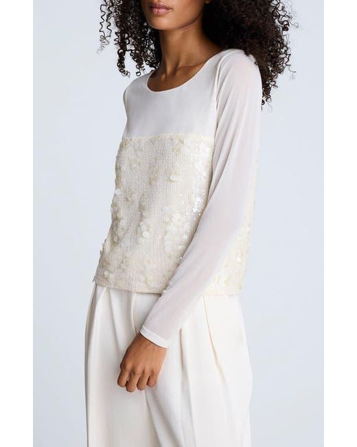 Kenneth Cole White Sequin Knit Top