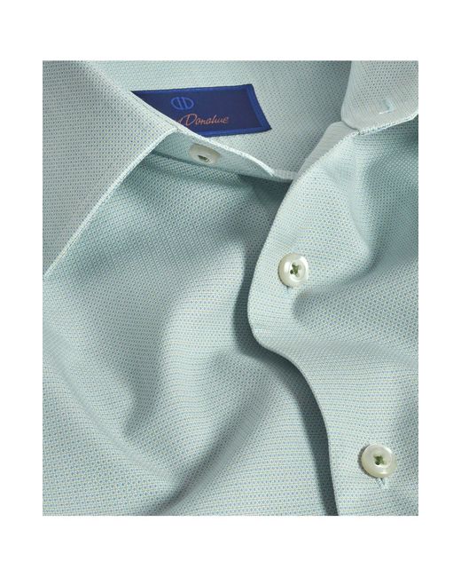 David Donahue Blue Slim Fit Micro Dobby Cotton Dress Shirt for men