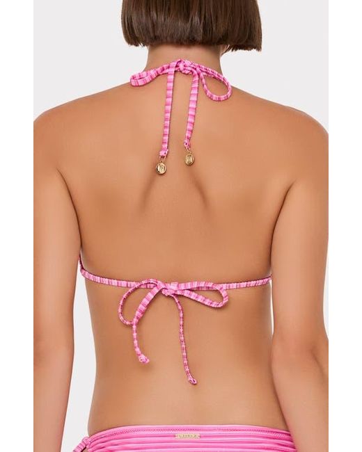 MILLY Pink Metallic Stripe Triangle Bikini Top