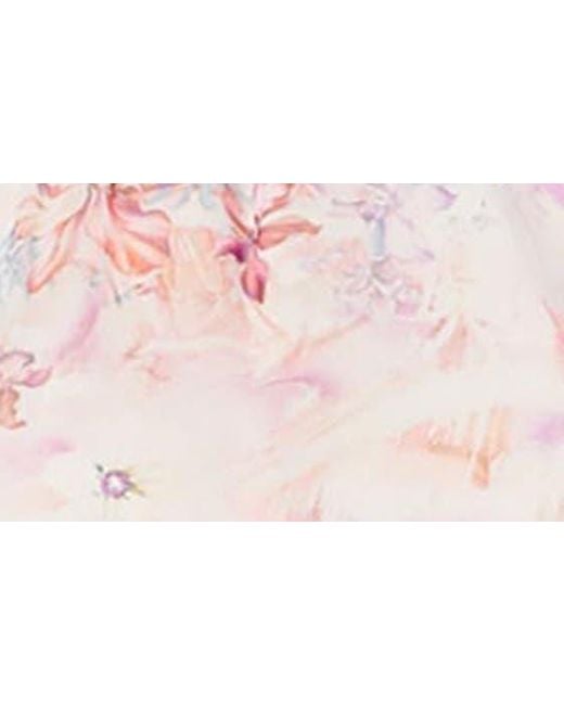 Elliatt Pink Astrid Floral Print Smocked Long Sleeve Dress