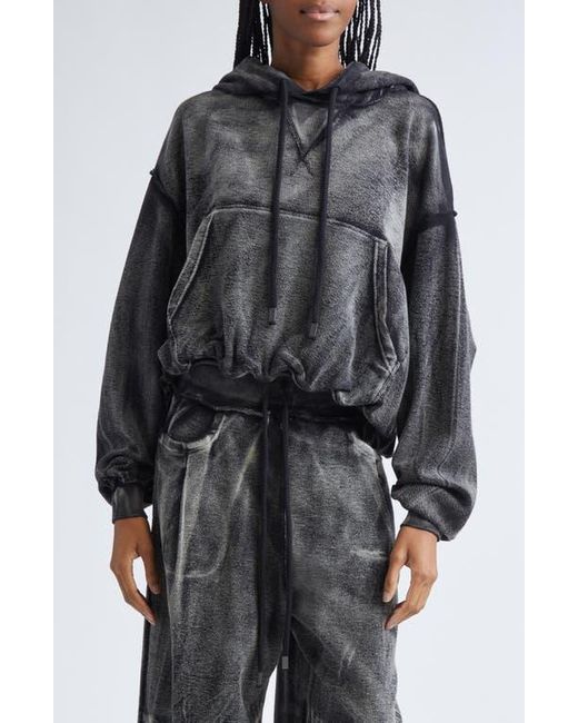 R13 Black Balloon Bubble Hem Cotton Hoodie
