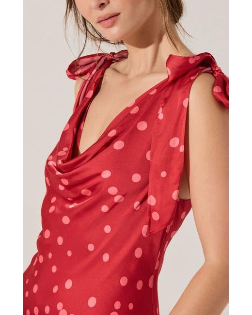 Astr Red Allexina Tie Shoulder Maxi Dress