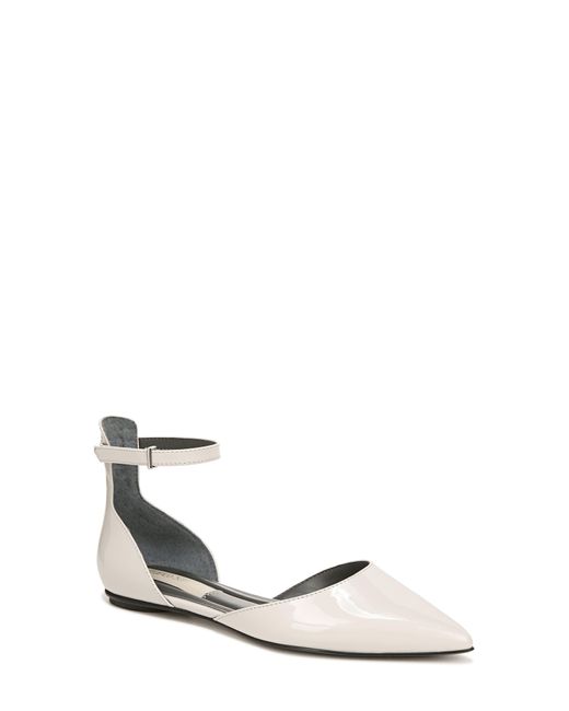 Franco Sarto White Racer Ankle Strap D'orsay Pointed Toe Flat