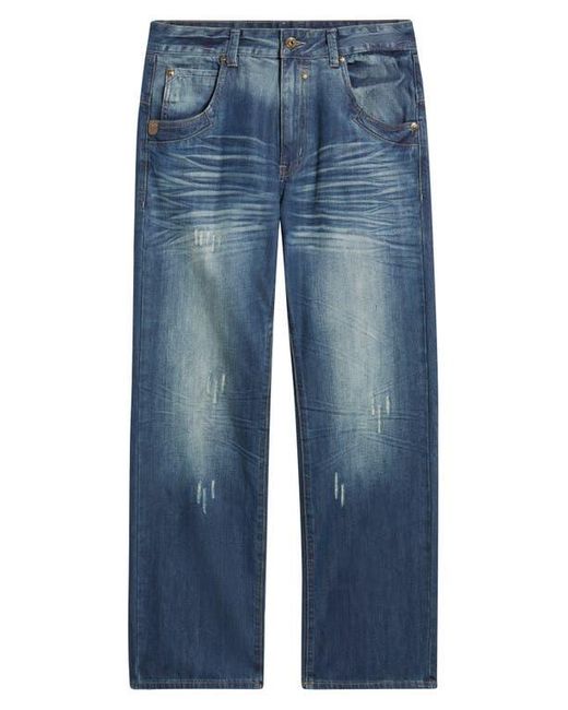 Level 7 Blue Relaxed Bootcut Jeans for men