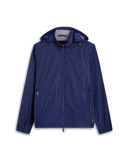 Bugatchi Blue Water Repellent Packable Jacket With Removable Hood for men