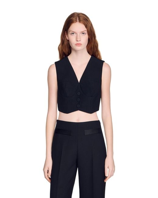 Sandro Blue Cropped Vest