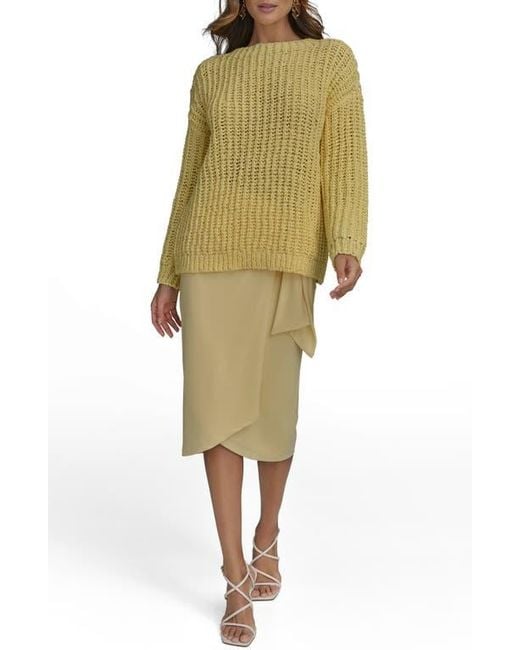 Donna Karan Green Open Stitch Sweater