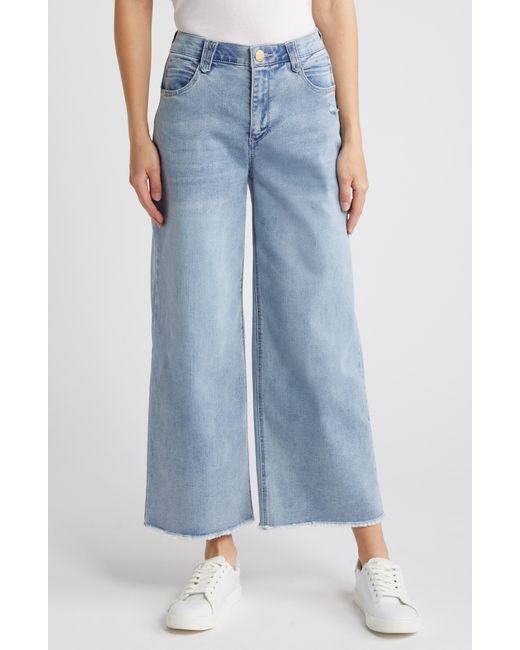 Wit & Wisdom Blue 'ab'solution Skyrise Frayed Ankle Wide Leg Jeans