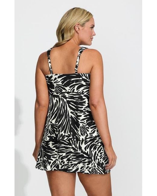 Lands' End White Adjustable Scoop Neck Flutter Tankini Top