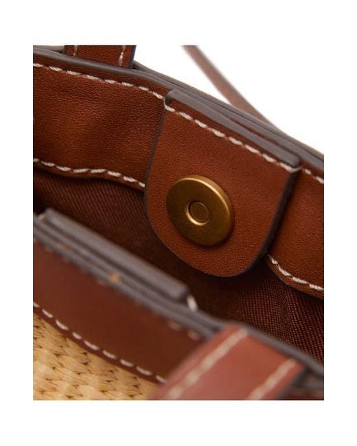 Mango Brown Woven Raffia Crossbody Phone Bag