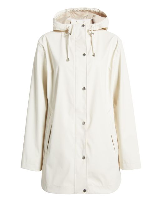 Ilse Jacobsen White Hooded Waterproof Rain Jacket