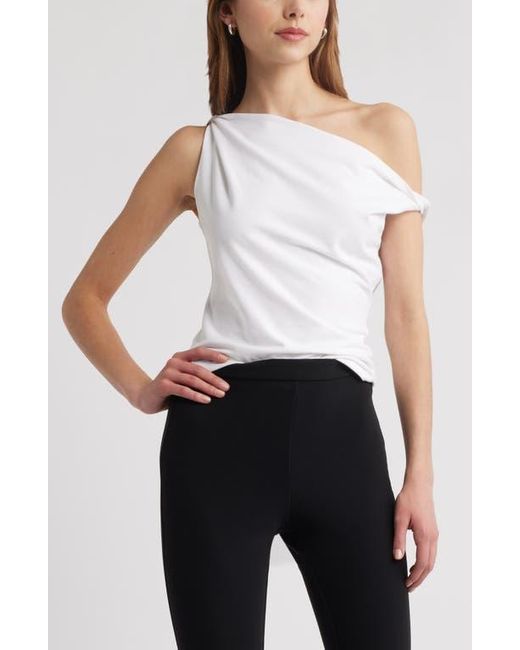 Open Edit White Twist One-Shoulder Top