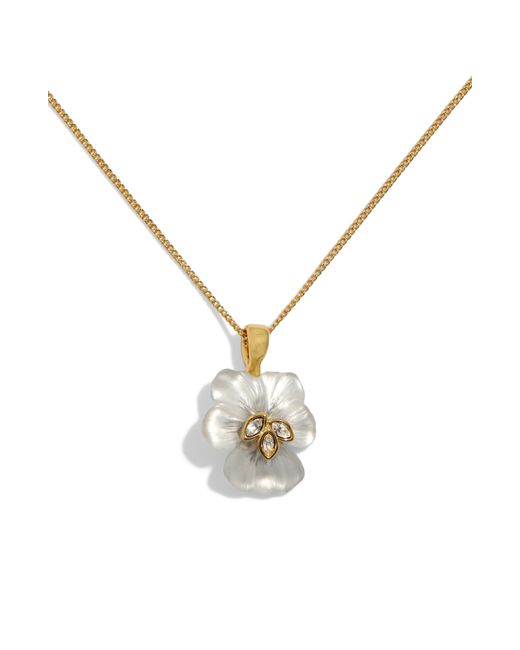 Alexis Metallic Pansy Lucite Flower Pendant Necklace