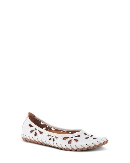 Spring Step White Rayely Flat