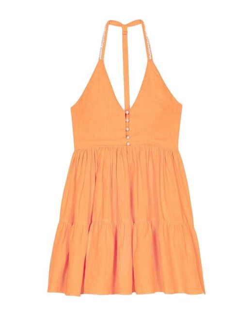 Maje Orange Short Linen Dress