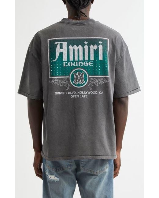 Amiri Lounge Crystal Embellished Cotton Graphic T-Shirt in