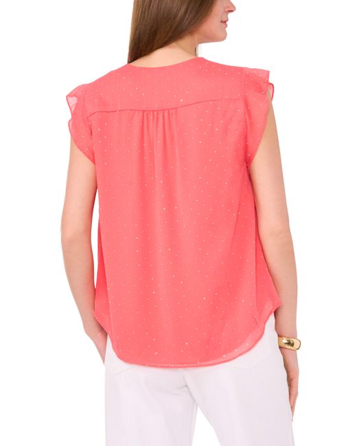 Vince Camuto Red Beaded Cap Sleeve Top