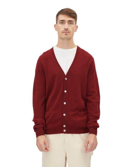 GOBI Mongolian Cashmere Red Essential Cashmere V-Neck Cardigan for men