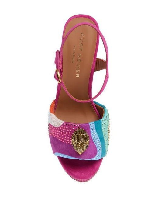 Kurt Geiger Pink Kensington Ankle Strap Platform Sandal